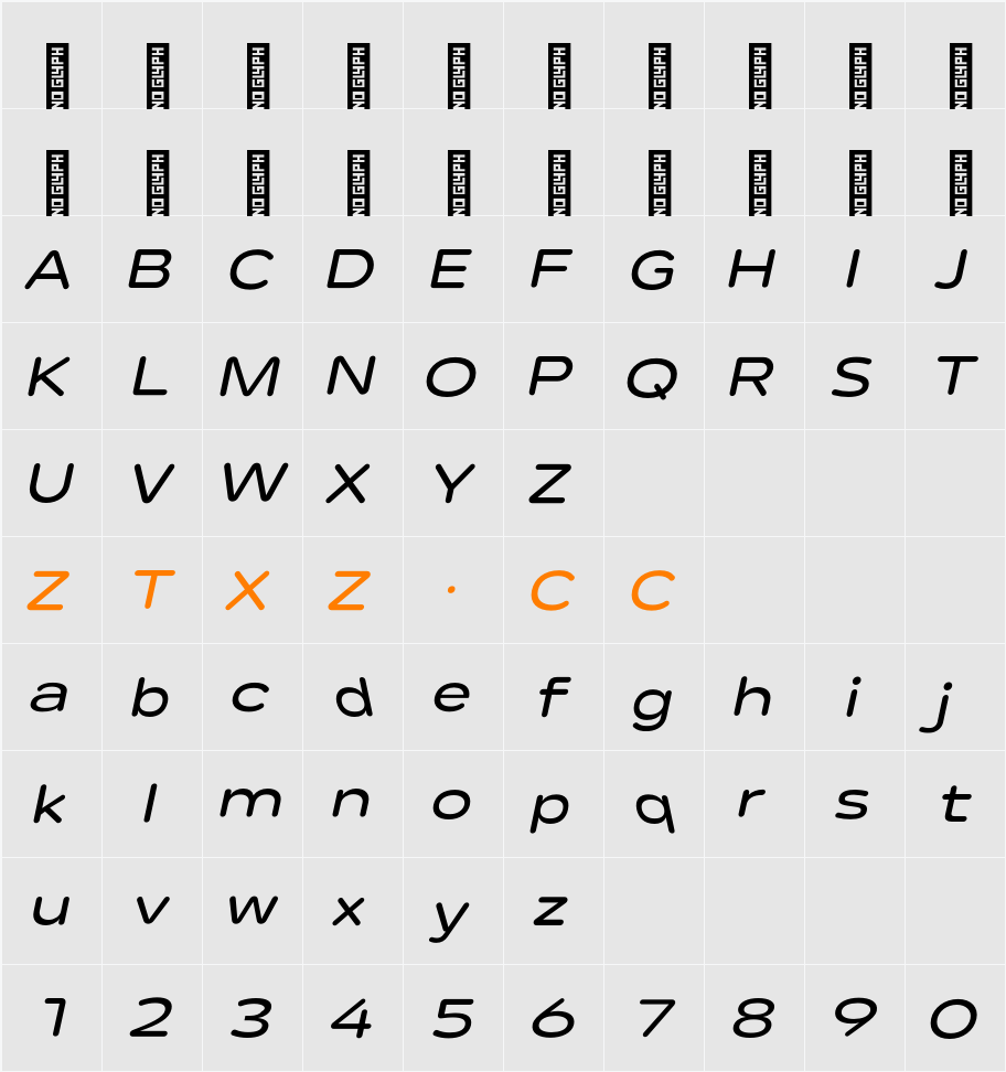 Lama Rounded SmBold Expanded It 字体映射图