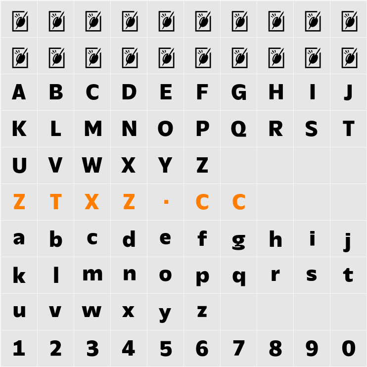 Paysage Black 字体映射图