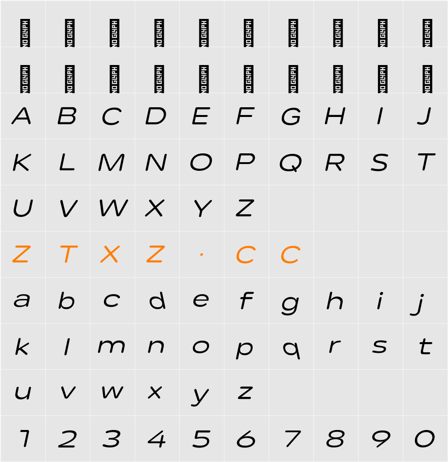 Lama Rounded Medium Expanded It 字体映射图