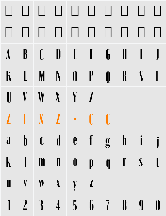 Moniqa ExtBd Cond Heading 字体映射图
