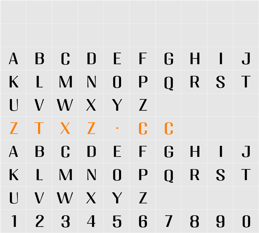 Migha Exp 字体映射图