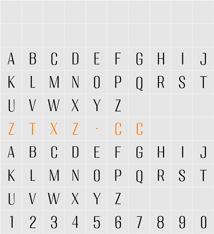 Migha Light 字体映射图