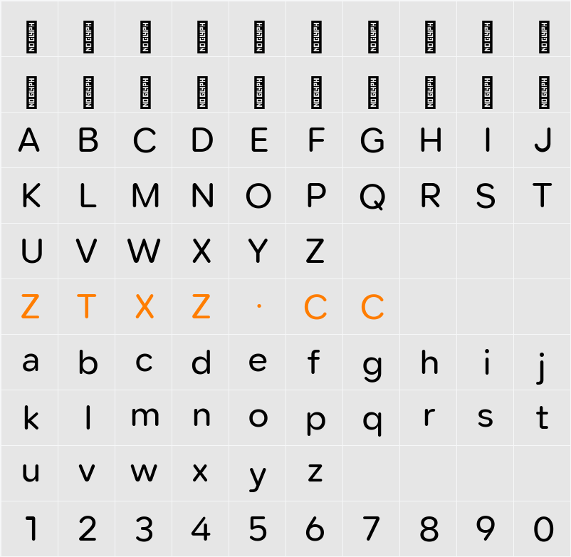 Lama Rounded Medium 字体映射图