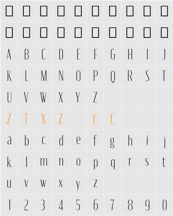 Moniqa ExtLt Heading 字体映射图