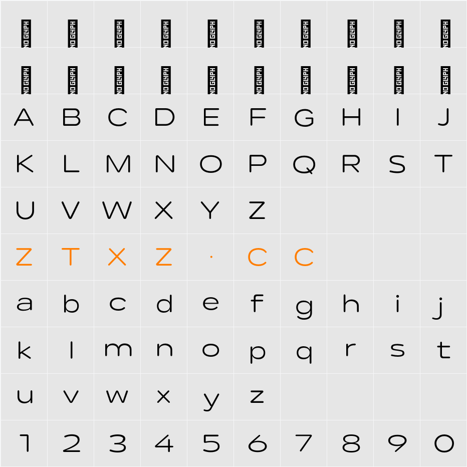 Lama Rounded Expanded 字体映射图