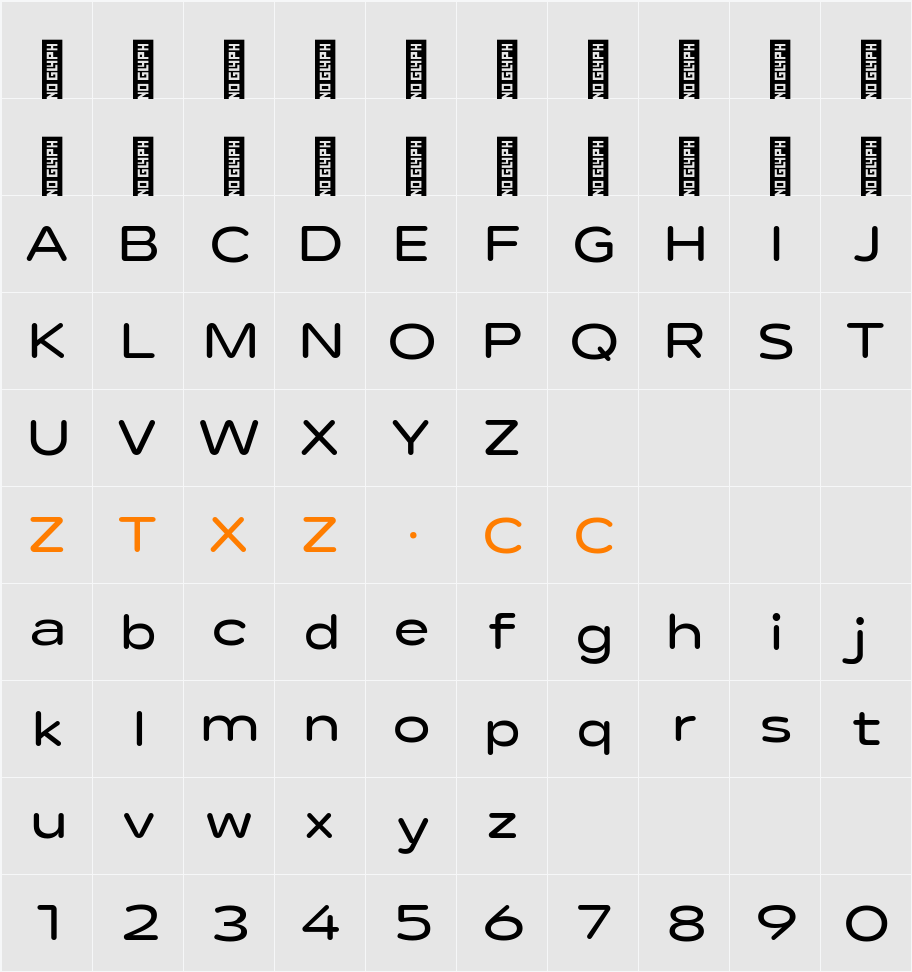 Lama Rounded SemiBold Expanded 字体映射图