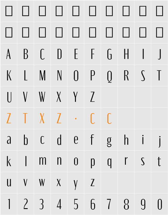 Moniqa Paragraph 字体映射图