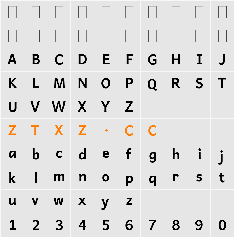 Andika 字体映射图