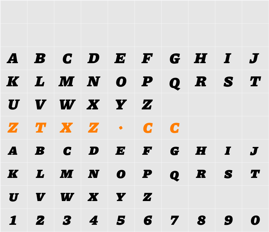 Piazzolla SC Black 字体映射图