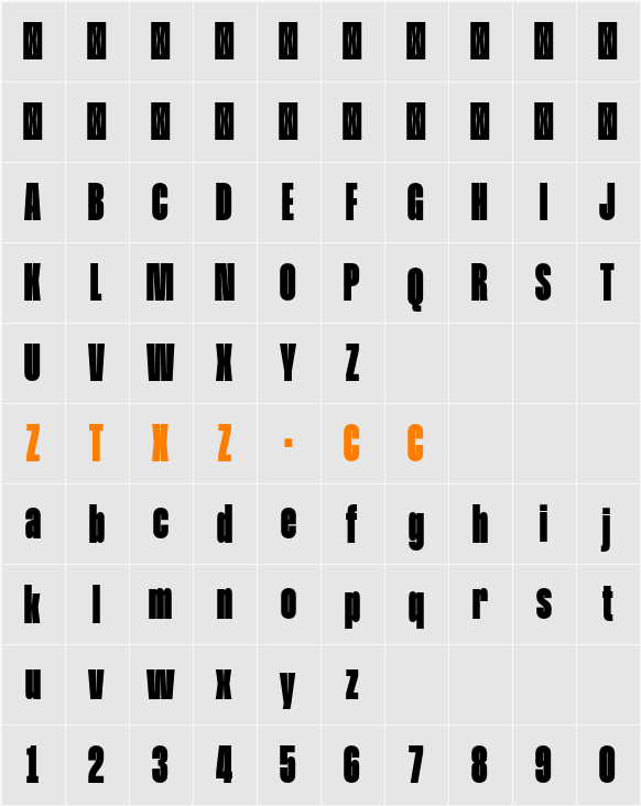 Humane Black 字体映射图