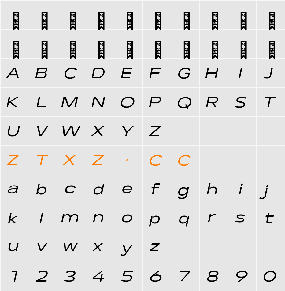 Lama Sans Medium Expanded It 字体映射图