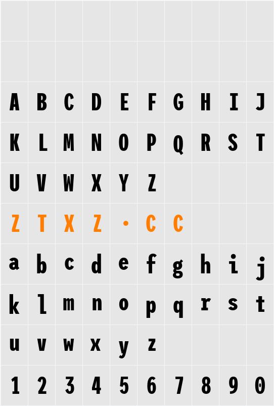 League Mono Condensed 字体映射图