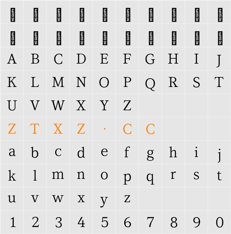 LT Superior Serif 字体映射图