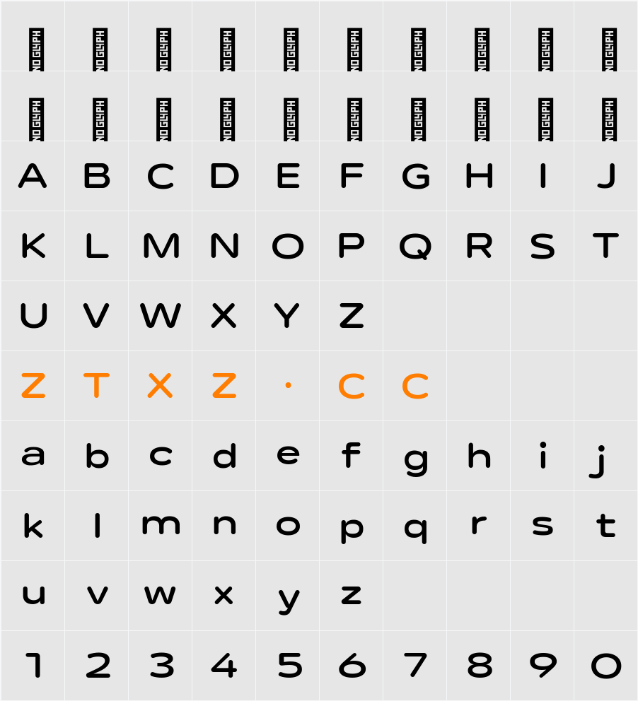 Lama Rounded Bold Expanded 字体映射图