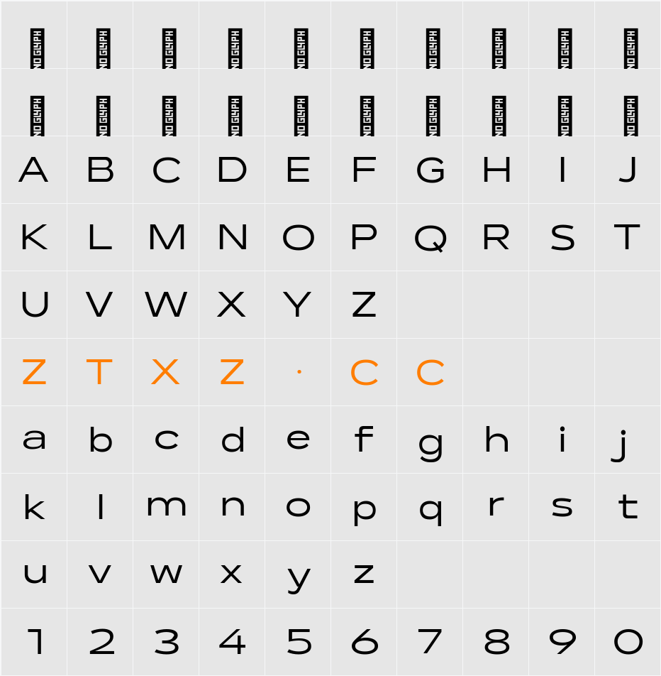 Lama Sans Medium Expanded 字体映射图