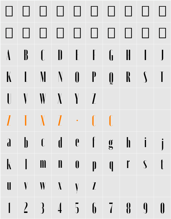Moniqa Cond Display 字体映射图
