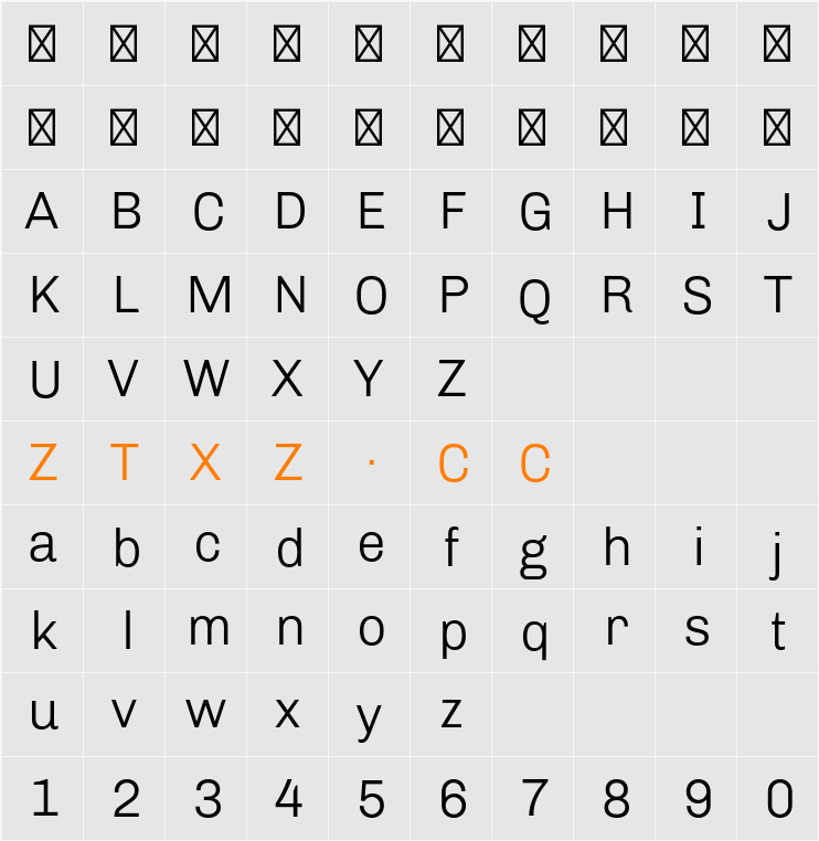 Chivo Light 字体映射图