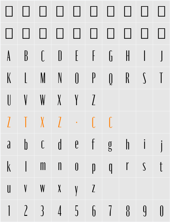 Moniqa Cond Paragraph 字体映射图