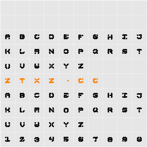 Bruks Display 字体映射图