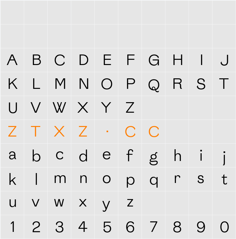 Absans 字体映射图