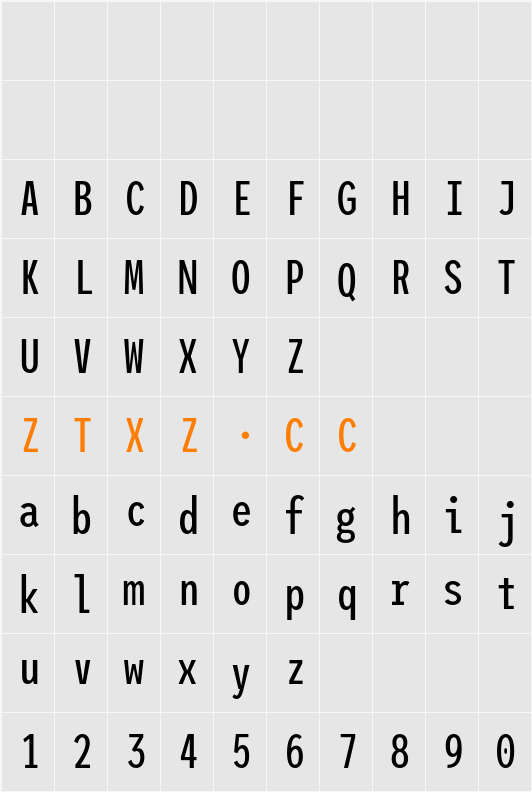 League Mono Condensed 字体映射图