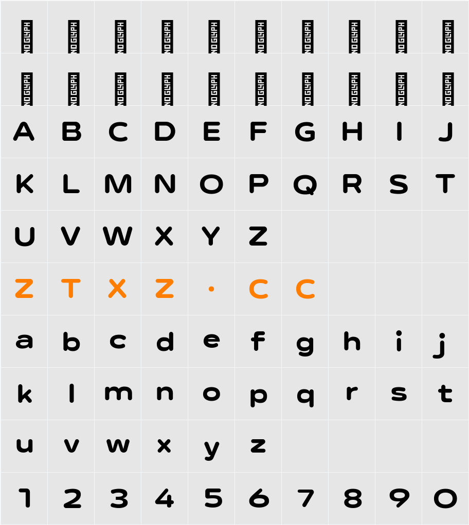 Lama Rounded Black Expanded 字体映射图