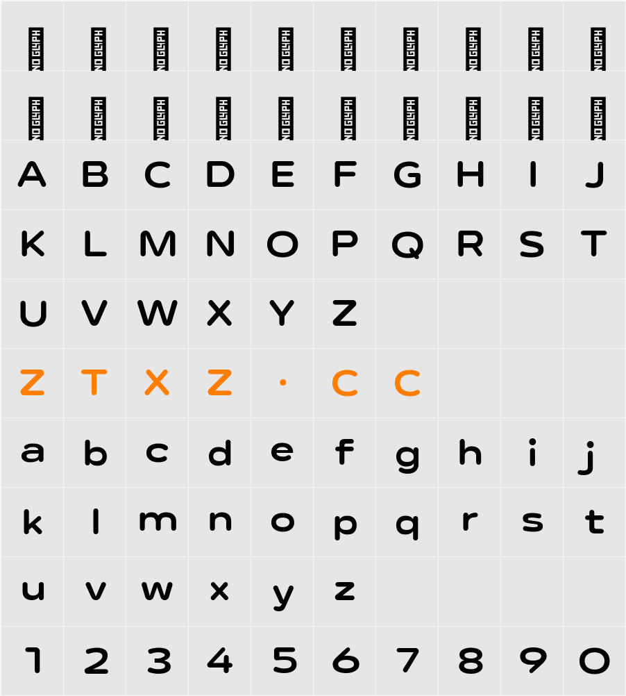 Lama Rounded ExtraBold Expanded 字体映射图