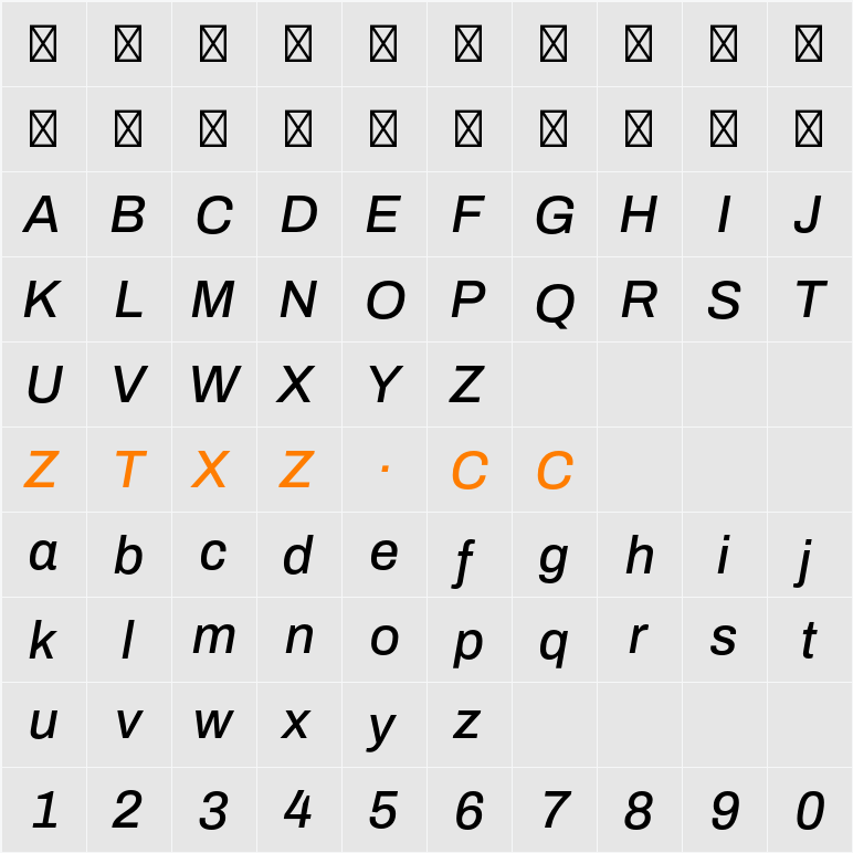 Archivo Medium 字体映射图