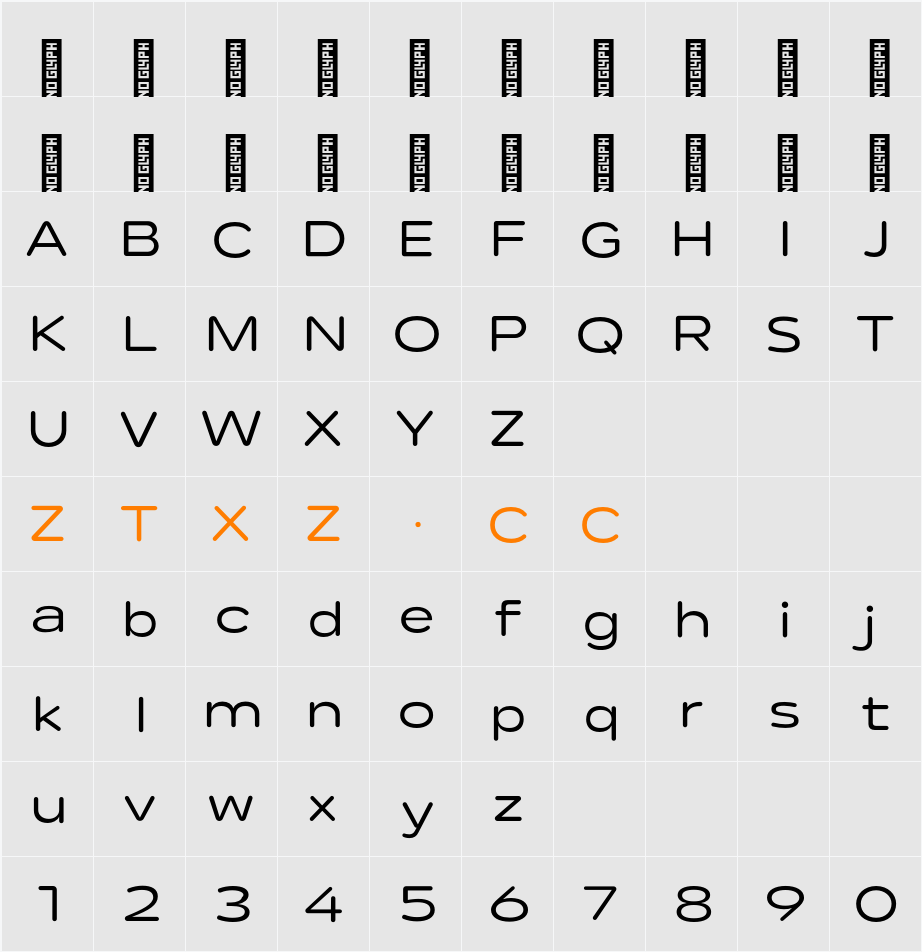 Lama Rounded Medium Expanded 字体映射图