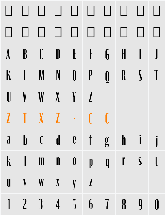 Moniqa Cond Paragraph 字体映射图