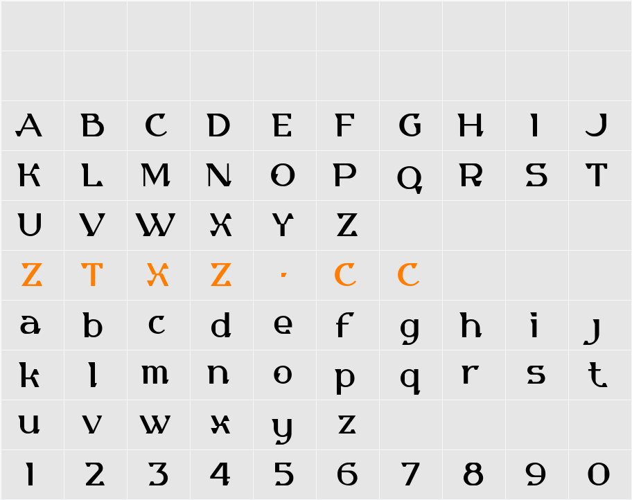 Equilibrist 字体映射图