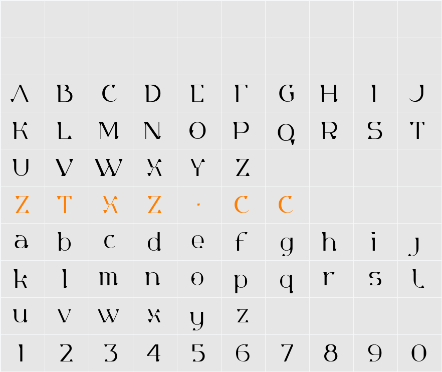 Equilibrist 字体映射图