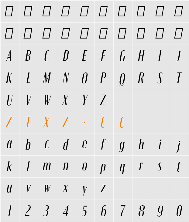 Moniqa Med Ita Heading 字体映射图