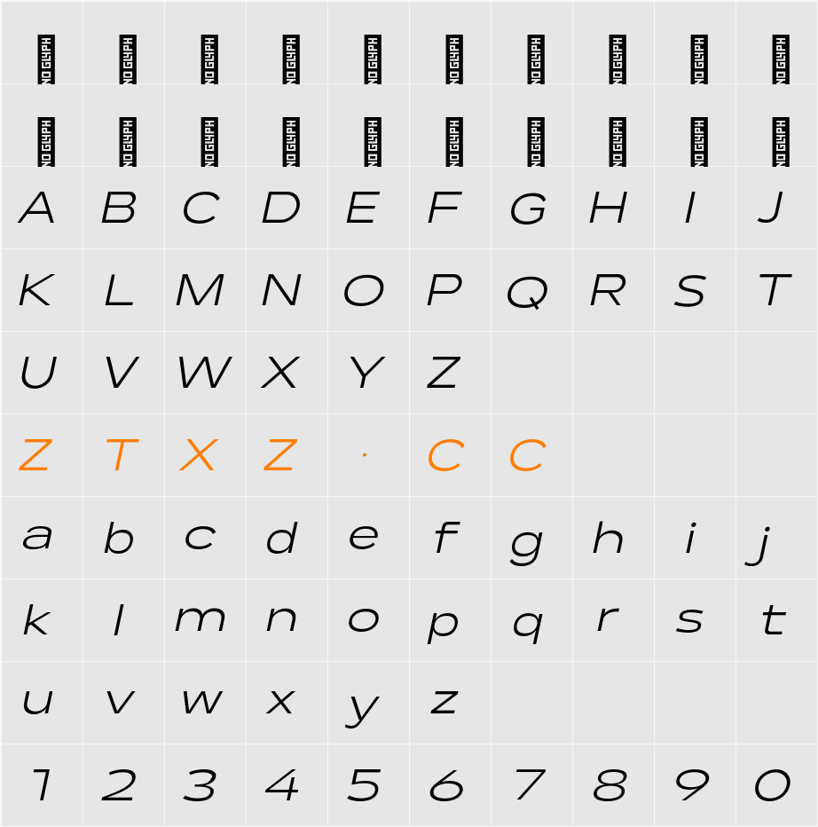 Lama Sans Expanded Italic 字体映射图