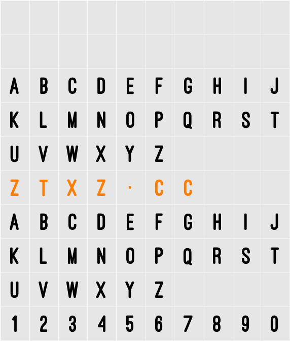 Ostrich Sans Heavy 字体映射图