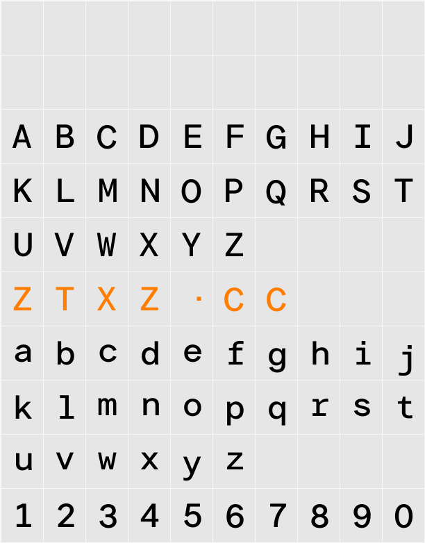 LT Superior Mono Med Semi-bold 字体映射图