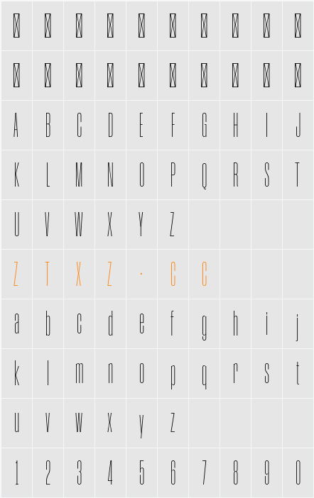 Humane Thin 字体映射图