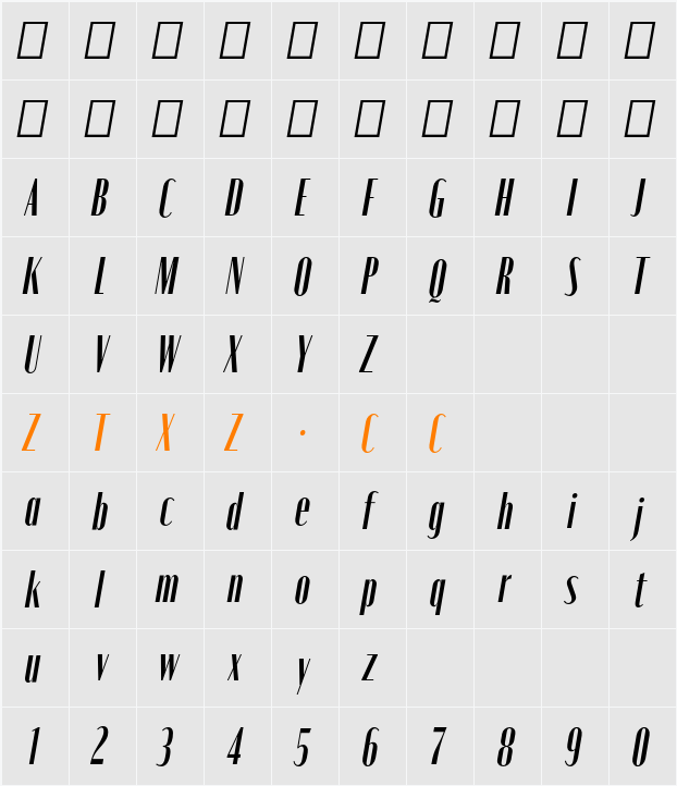 Moniqa Cond Ita Heading 字体映射图