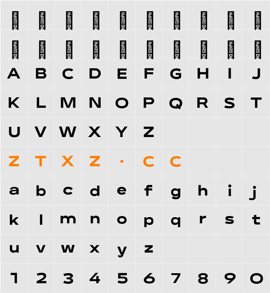 Lama Sans Black Expanded 字体映射图