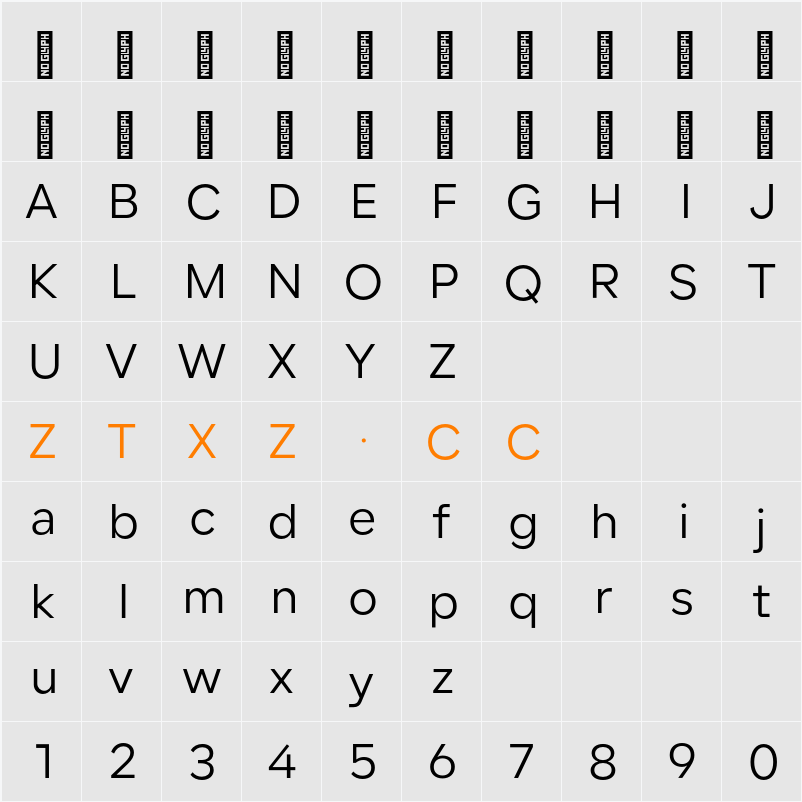 Lama Sans 字体映射图