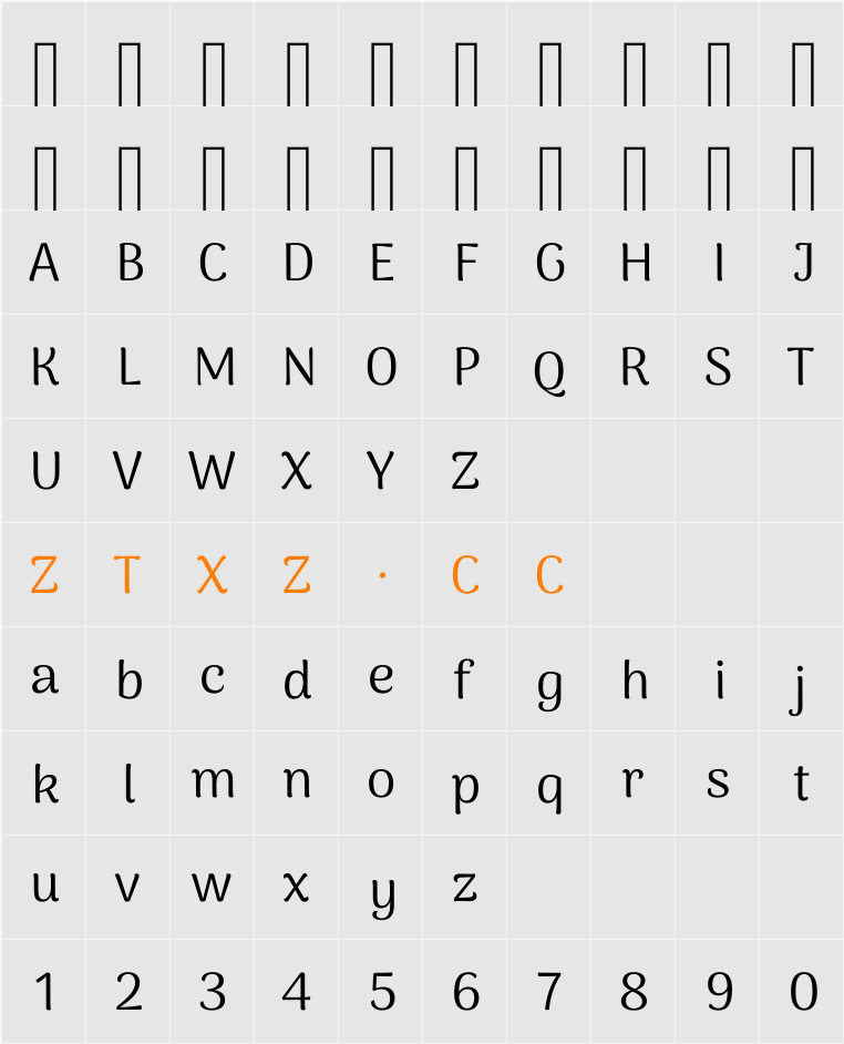 Arima 字体映射图