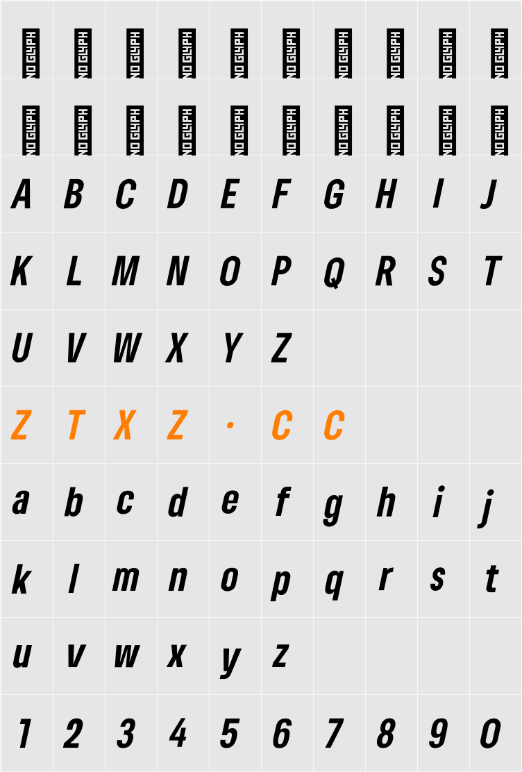 Lama Sans ExBold Cond Italic 字体映射图