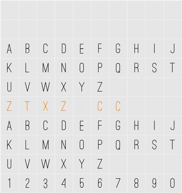Ostrich Sans Rounded Medium 字体映射图
