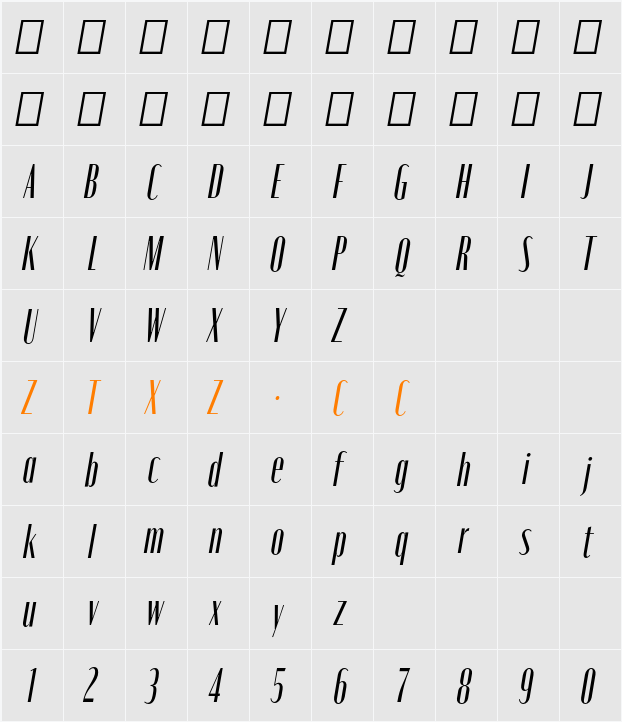 Moniqa Med Cond Ita Heading 字体映射图