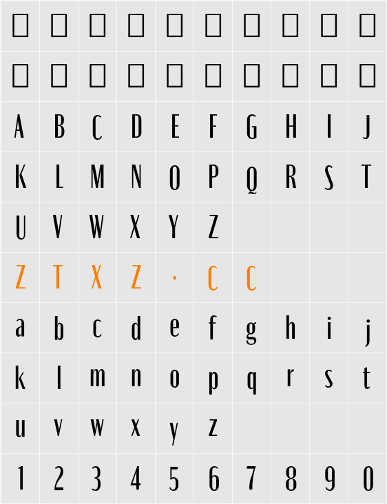 Moniqa SemBd Narrow Paragraph 字体映射图