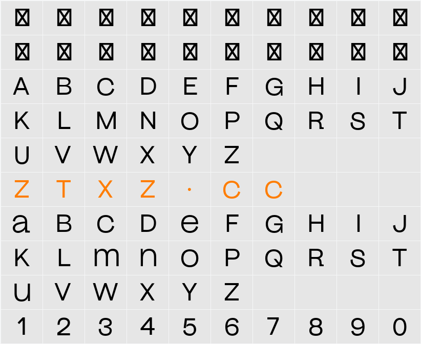 Gothic №60 字体映射图
