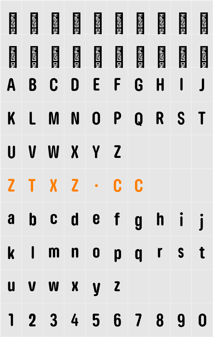 Lama Rounded ExBold Condensed 字体映射图