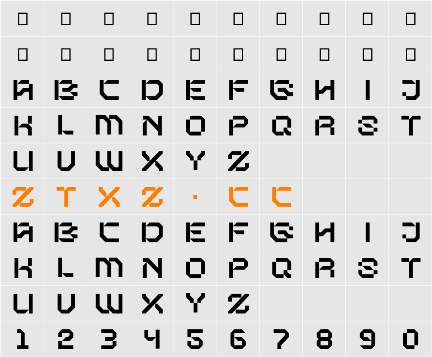 Lexa 字体映射图