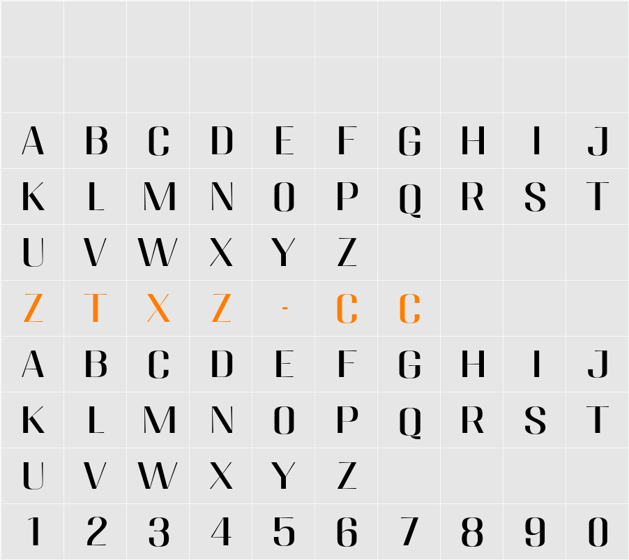 Migha Exp 字体映射图