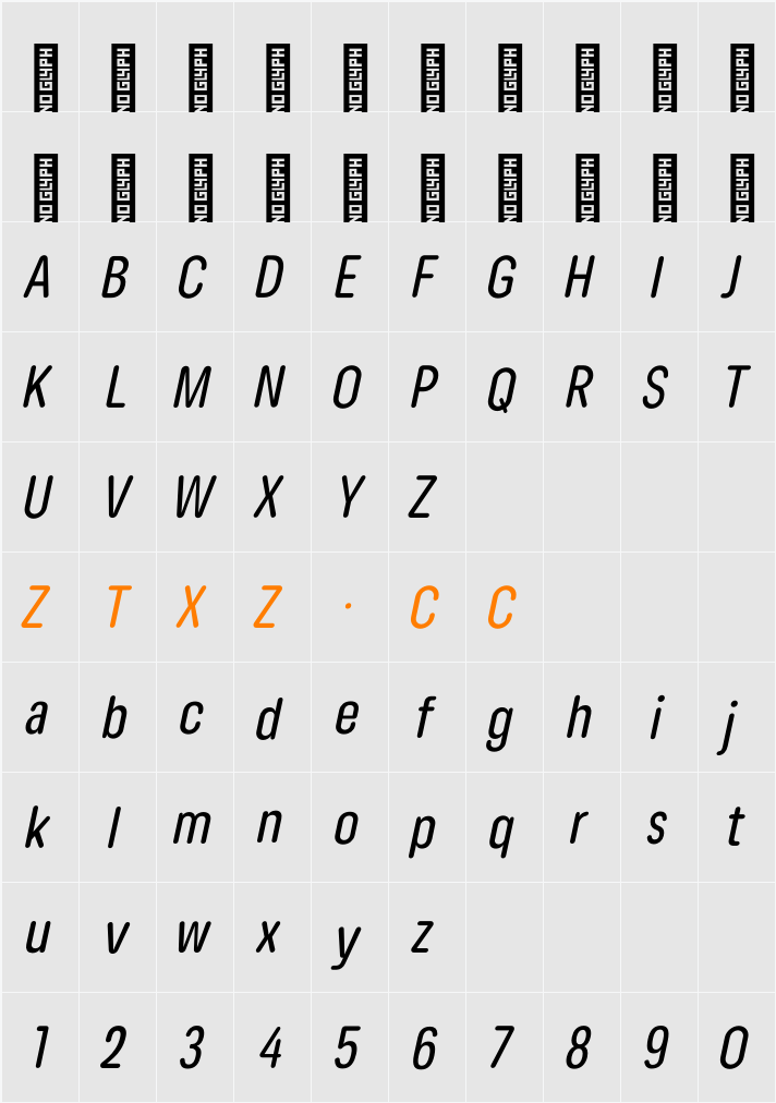 Lama Rounded Medium Cond Italic 字体映射图